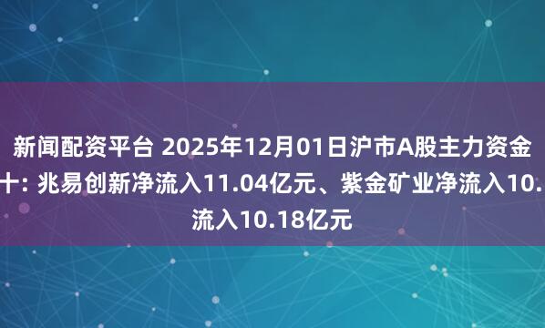 新闻配资平台 2025年12月01日沪市A股主力资金增仓前十: 兆易创新净流入11.04亿元、紫金矿业净流入10.18亿元