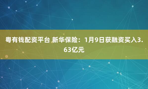 粤有钱配资平台 新华保险：1月9日获融资买入3.63亿元